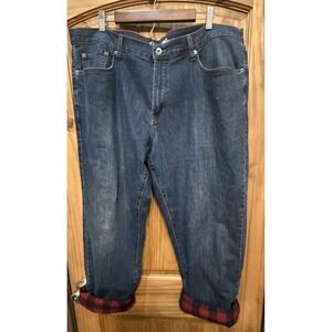 Eddie Bauer Straight Fit Flannel Lined Jeans Mens 40x30 Dark Wash Warm Winter